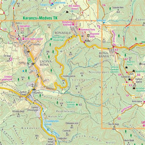 Térkép a Karancs-hegyhez vezető túraútvonalakról