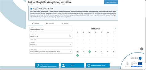 Online időpontfoglalás felület