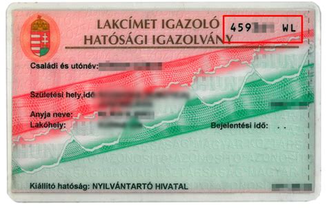 Lakcímkártya mintája