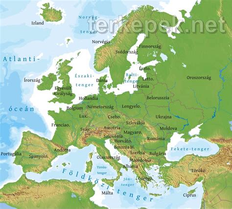 Európa térképe, jelölve a nemzetközi együttműködések helyszíneit