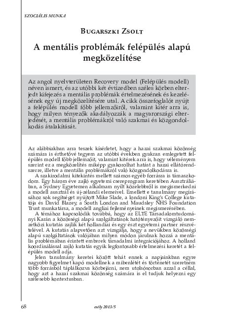 A mentális felépülés folyamatának sémája