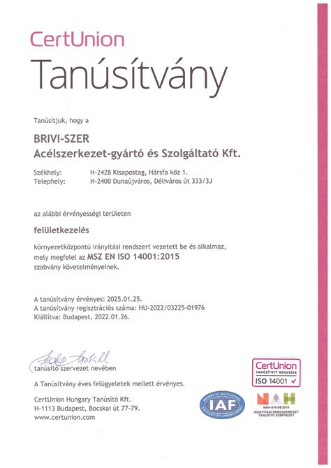 Tanúsítványok és minősítések magyarázata