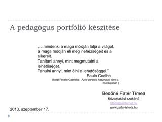 Pedagógus portfólió összeállítása