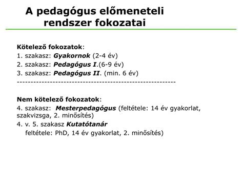 Pedagógus előmeneteli rendszer fokozatai