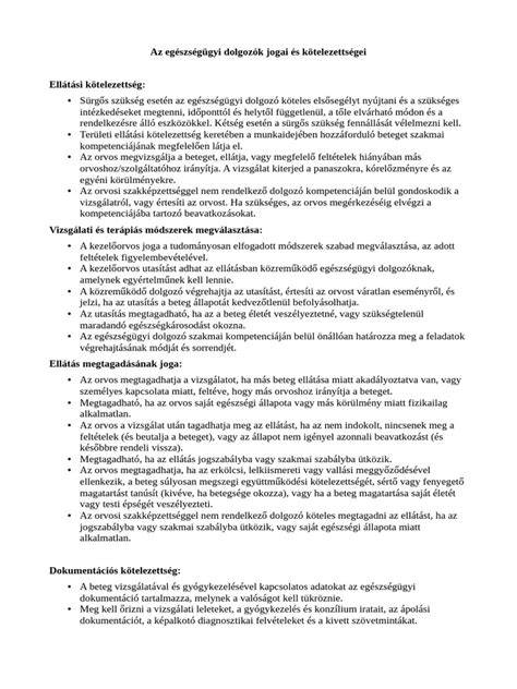 Az egészségügyi ellátásban részesülők jogai