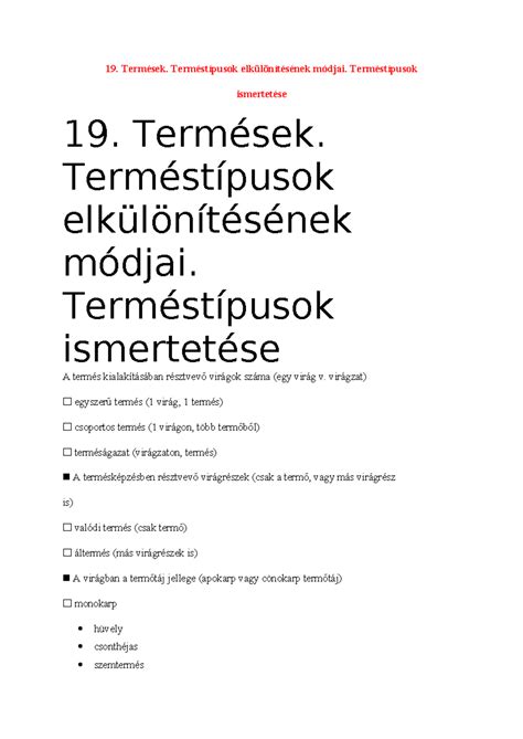 Különböző terméstípusok
