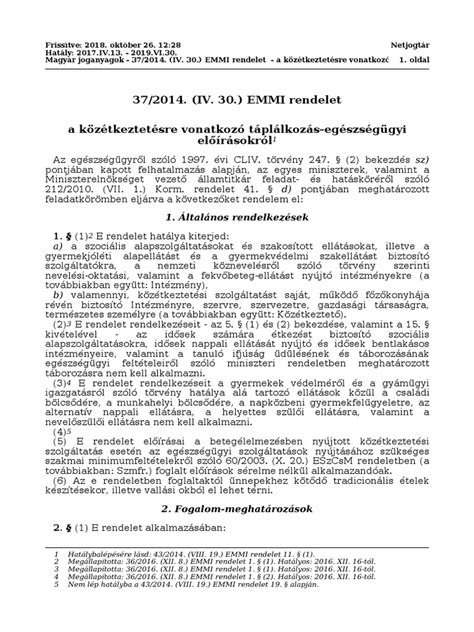 A 37/2014. (IV.30.) EMMI rendelet összefoglalása