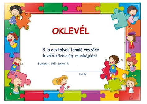 Példa oklevélre leánybúcsúhoz