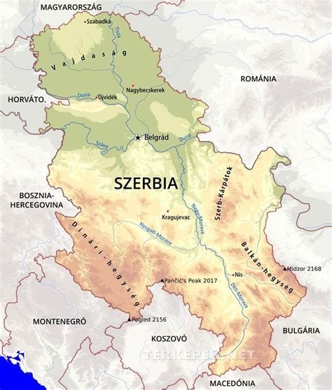 Magyarország és Szerbia térképe, jelölve a kétoldalú egyezmény hatályát
