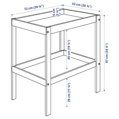 IKEA Sniglar pelenkázóasztal sematikus rajza