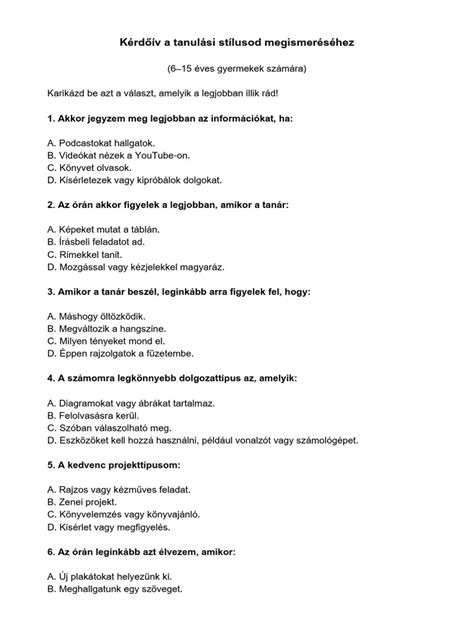 Gyermekek tanulási bioritmusa