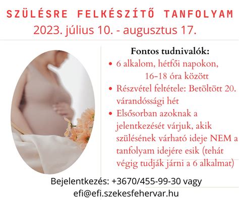 szülésre felkészítő tanfolyam
