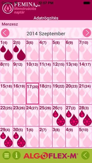 Naptár menstruációs ciklussal
