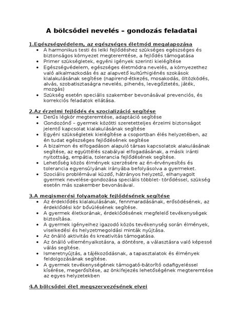 A bölcsődei kisgyermeknevelő munkakörének feladatai