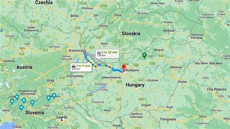 térkép a Győr és Pozsony közötti útvonalról