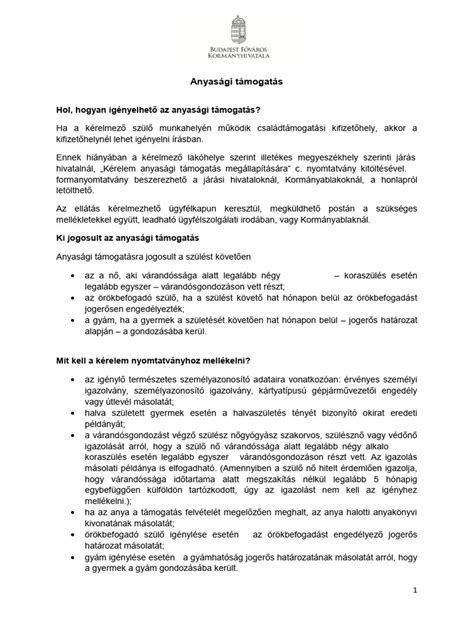 Az anyasági támogatás igénylésének lépései és határidők