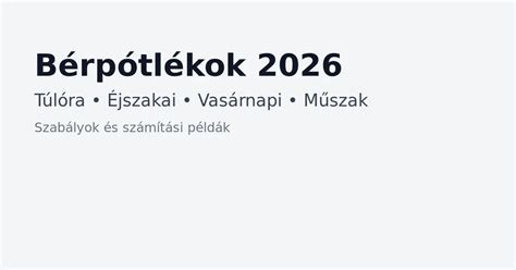 A különböző bérpótlékok százalékos mértékét és a hozzájuk kapcsolódó feltételeket szemléltető infografika.