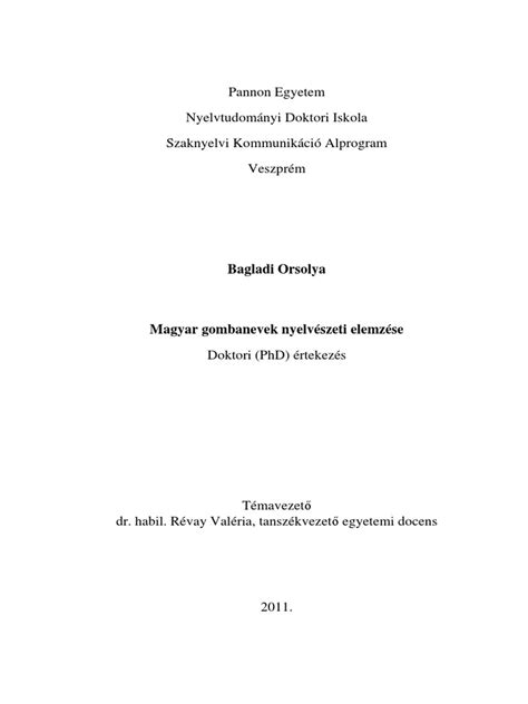A magyar gombanevek nyelvészeti elemzésének módszertana