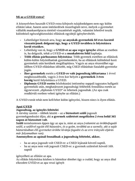 A GYED extra főbb intézkedései