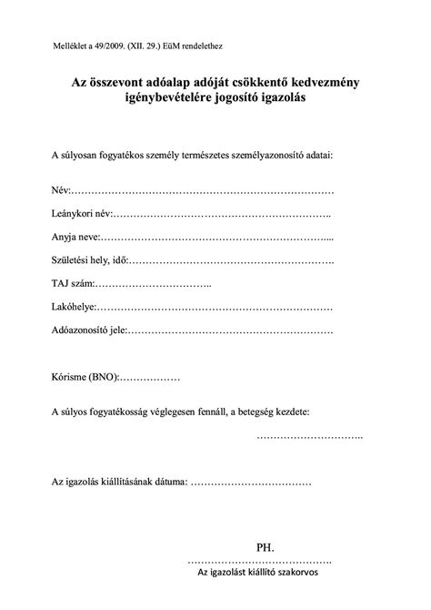 Orvosi igazolás minta