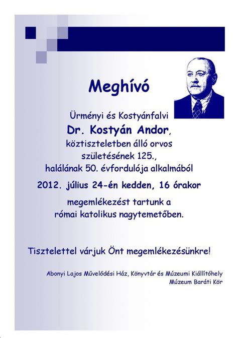 Dr. Kostyán Andor portréja