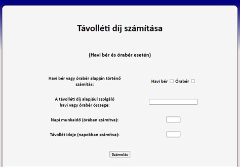 A távolléti díj számítási alapjai