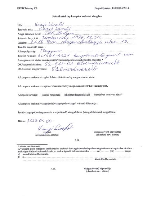 Edzői végzettséget igazoló bizonyítvány