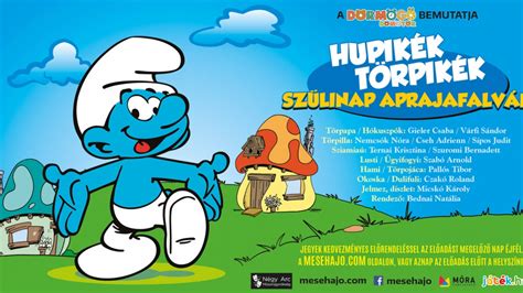 A Hupikék Törpikék logója és főszereplői
