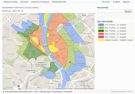 Budapest II. kerület parkolási zóna térkép