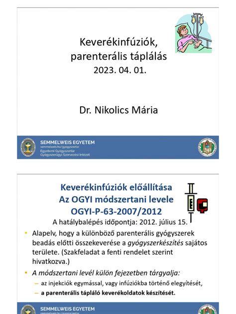 Parenterális táplálás infúzióval