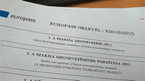 Europass bizonyítvány minta