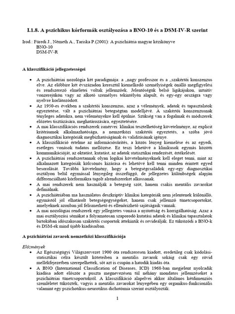 A BNO és DSM-V kódrendszerek áttekintése