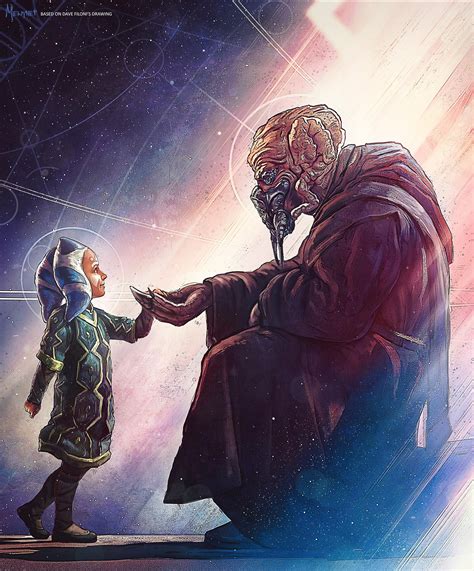 Ahsoka Tano gyermekkori ábrázolása Plo Koon mesterrel