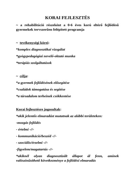 Korai fejlesztés logója