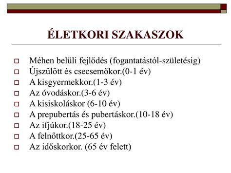 A tüszők méretei a fejlődési szakaszokban