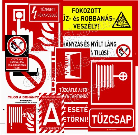 tűzvédelmi táblák a lépcsőházban