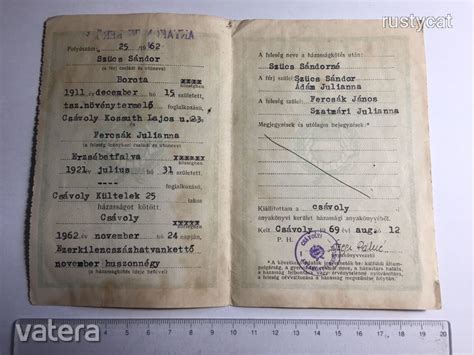 Régi anyakönyvi kivonat példa