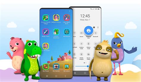 A Samsung Kids rajzfilmfigurái (Crocro, Cooki, Lisa, Bobby, Leo és Finn)