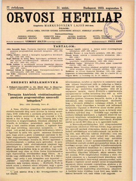 Orvosi Hetilap címlapja