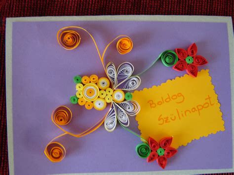 Quilling technikával készült születésnapi képeslap