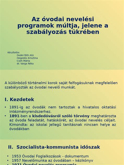 Óvodai nevelési programok evolúciója