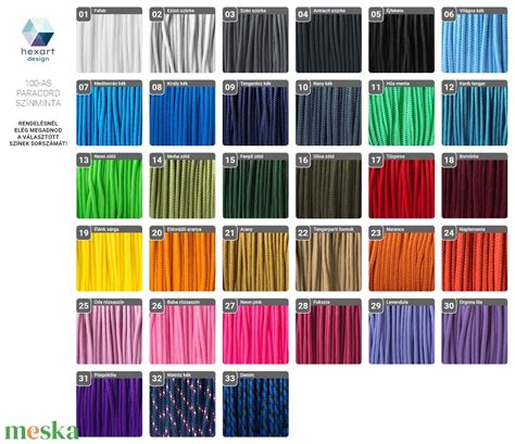 Paracord zsinórok különböző színekben és típusaikban