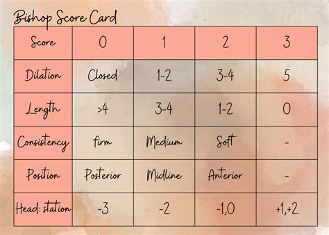 Bishop-score táblázat pontozással