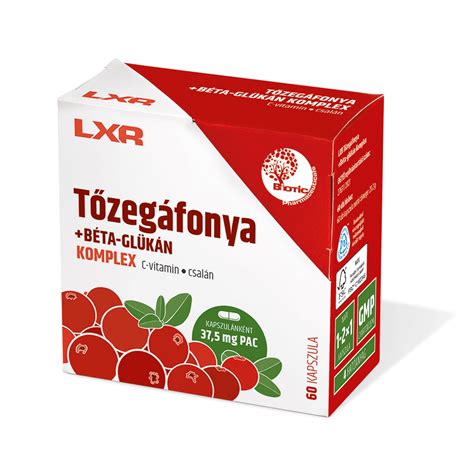 LXR Tőzegáfonya +Béta-glükán komplex termékcsomagolás