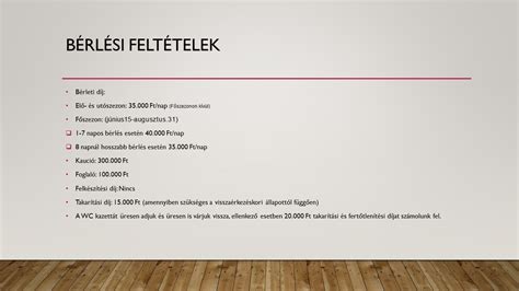 Bérlési feltételek összefoglaló
