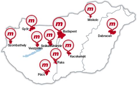 Magyarország térkép: telephelyek