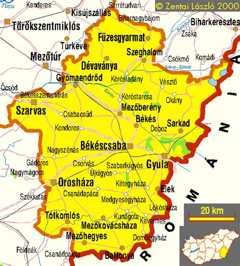 Békéscsaba részletes térképe kerületekkel