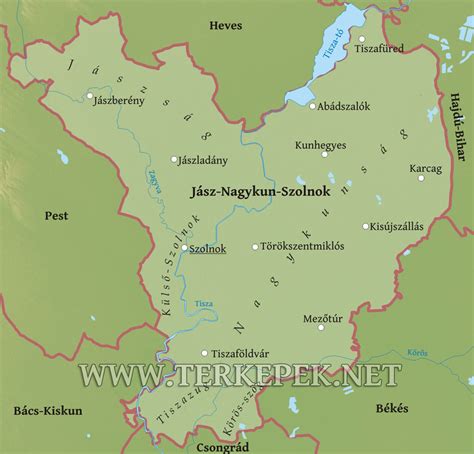 Kunhegyes térképe Jász-Nagykun-Szolnok megyén belül