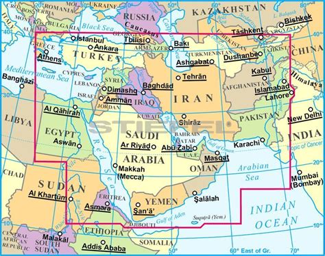 Térkép a Közel-Kelet politikai helyzetéről