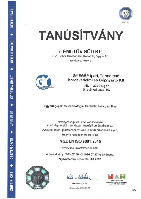 Biztonsági tanúsítványok és jelölések